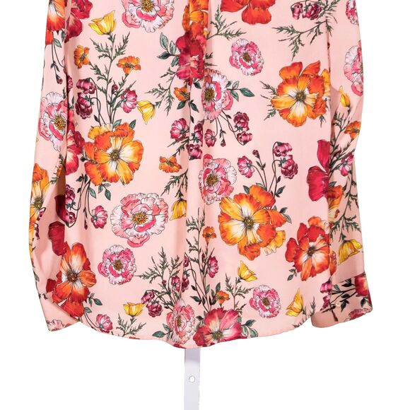 Express Women's Shirt Button Up Multicolor Floral Slim Fit V-Neck Blouse Top S - Picture 7 of 8